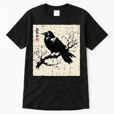 Japanese Bird Black Raven Vintage Crow Art Tall T-Shirt