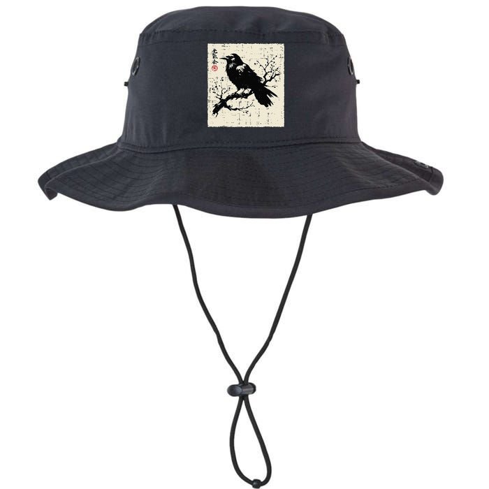 Japanese Bird Black Raven Vintage Crow Art Bucket Hat