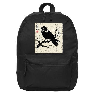 Japanese Bird Black Raven Vintage Crow Art 16 in Basic Backpack