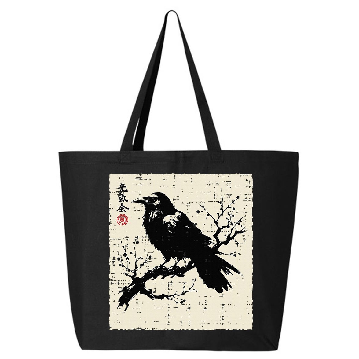 Japanese Bird Black Raven Vintage Crow Art 25L Jumbo Tote
