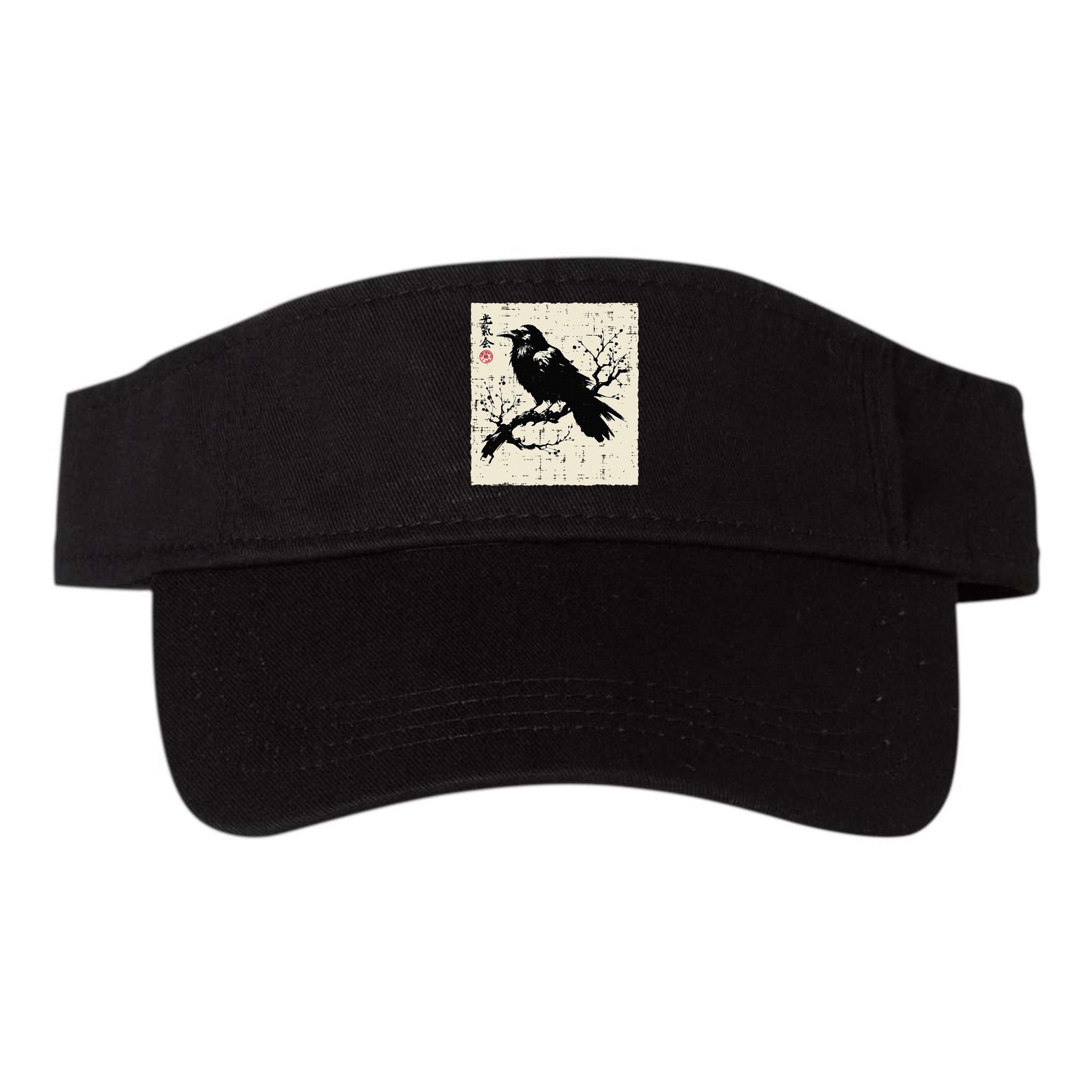 Japanese Bird Black Raven Vintage Crow Art Visor