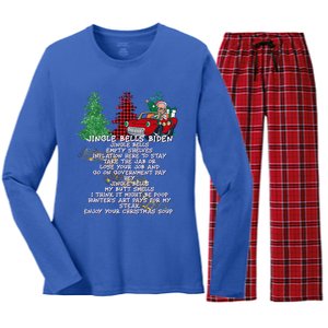 Jingle Bell Biden Xmas Santa Trump 3 Ugly Christmas Sweater Gift Women's Long Sleeve Flannel Pajama Set 