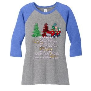 Jingle Bell Biden Xmas Santa Trump 3 Ugly Christmas Sweater Gift Women's Tri-Blend 3/4-Sleeve Raglan Shirt