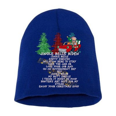 Jingle Bell Biden Xmas Santa Trump 3 Ugly Christmas Sweater Gift Short Acrylic Beanie