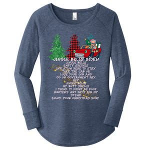 Jingle Bell Biden Xmas Santa Trump 3 Ugly Christmas Sweater Gift Women's Perfect Tri Tunic Long Sleeve Shirt