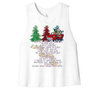 Jingle Bell Biden Xmas Santa Trump 3 Ugly Christmas Sweater Gift Women's Racerback Cropped Tank