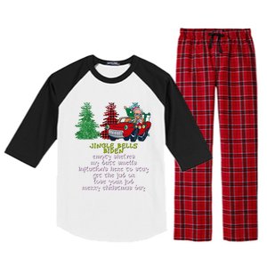 Jingle Bell Biden Xmas Santa Trump 3 Ugly Christmas Sweater Gift Raglan Sleeve Pajama Set