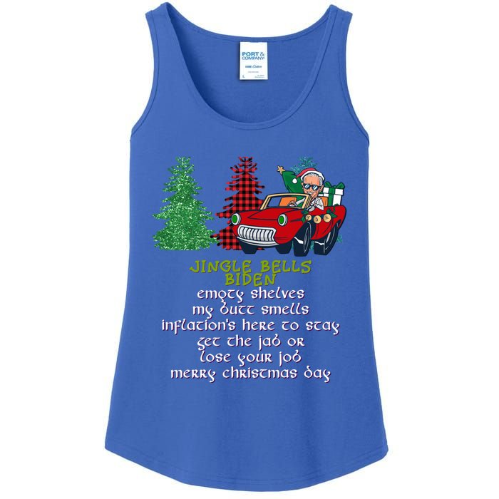 Jingle Bell Biden Xmas Santa Trump 3 Ugly Christmas Sweater Gift Ladies Essential Tank