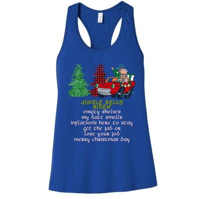 Jingle Bell Biden Xmas Santa Trump 3 Ugly Christmas Sweater Gift Women's Racerback Tank