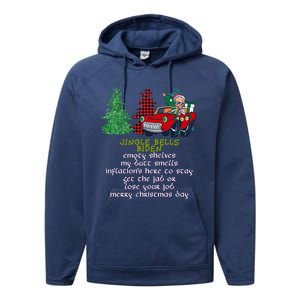 Jingle Bell Biden Xmas Santa Trump 3 Ugly Christmas Sweater Gift Performance Fleece Hoodie