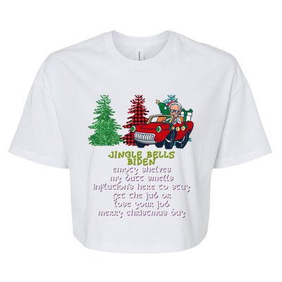 Jingle Bell Biden Xmas Santa Trump 3 Ugly Christmas Sweater Gift Bella+Canvas Jersey Crop Tee