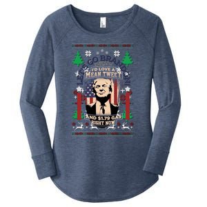 Jingle Bell Biden Xmas Santa Trump Ugly Christmas Sweater Great Gift Women's Perfect Tri Tunic Long Sleeve Shirt