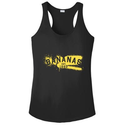 Johnny Bananas Bananas Est 1982 Graffiti Ladies PosiCharge Competitor Racerback Tank