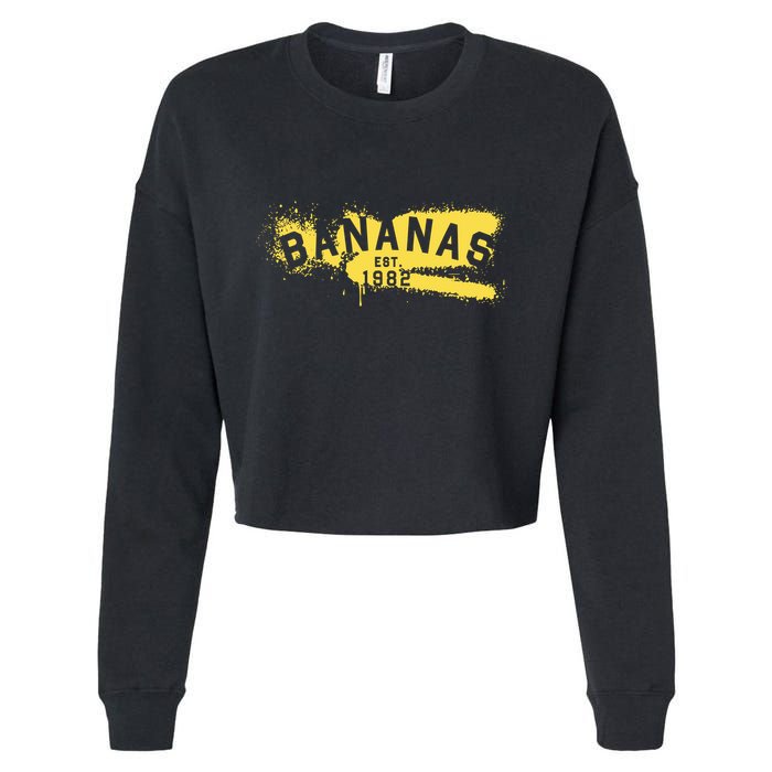 Johnny Bananas Bananas Est 1982 Graffiti Cropped Pullover Crew