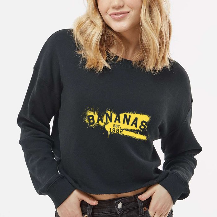 Johnny Bananas Bananas Est 1982 Graffiti Cropped Pullover Crew