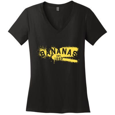 Johnny Bananas Bananas Est 1982 Graffiti Women's V-Neck T-Shirt