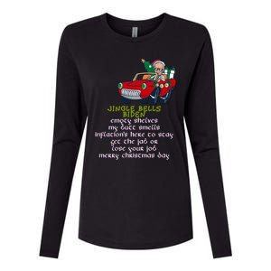 Jingle Bell Biden Xmas Santa Trump Ugly Christmas Sweater Gift Womens Cotton Relaxed Long Sleeve T-Shirt