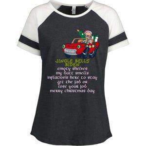 Jingle Bell Biden Xmas Santa Trump Ugly Christmas Sweater Gift Enza Ladies Jersey Colorblock Tee