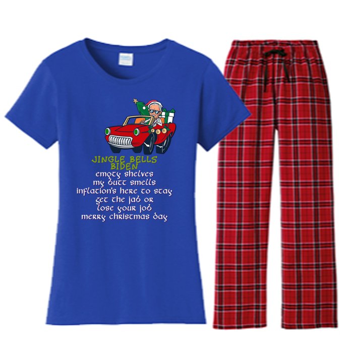 Jingle Bell Biden Xmas Santa Trump Ugly Christmas Sweater Gift Women's Flannel Pajama Set