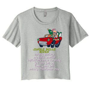 Jingle Bell Biden Xmas Santa Trump Ugly Christmas Sweater Gift Women's Crop Top Tee