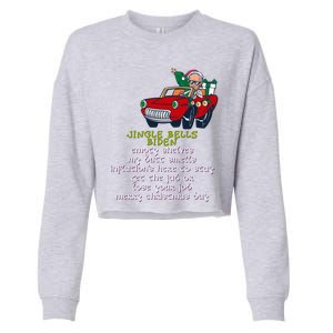 Jingle Bell Biden Xmas Santa Trump Ugly Christmas Sweater Gift Cropped Pullover Crew