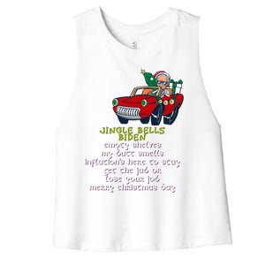 Jingle Bell Biden Xmas Santa Trump Ugly Christmas Sweater Gift Women's Racerback Cropped Tank