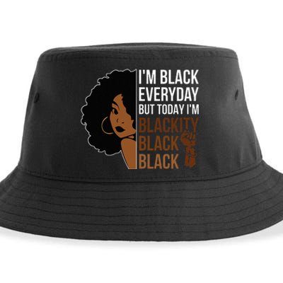 Juneteenth Blackity Black Woman African American History Sustainable Bucket Hat