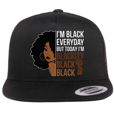 Juneteenth Blackity Black Woman African American History Flat Bill Trucker Hat