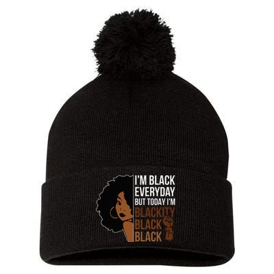 Juneteenth Blackity Black Woman African American History Pom Pom 12in Knit Beanie