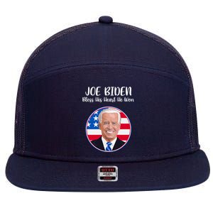 Joe Biden Bless His Heart He Won 7 Panel Mesh Trucker Snapback Hat