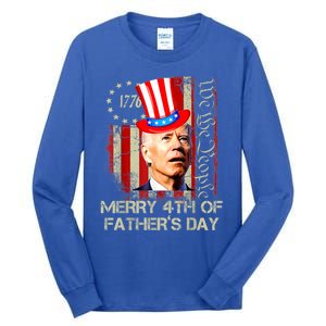 Joe Biden Confused Patriotic Merry Christmas For 4th Of July Gift Tall Long Sleeve T-Shirt