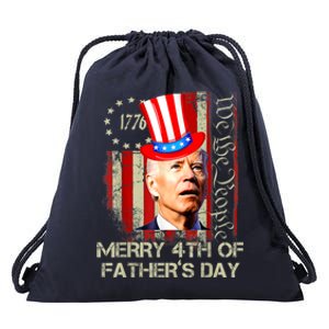 Joe Biden Confused Patriotic Merry Christmas For 4th Of July Gift Drawstring Bag