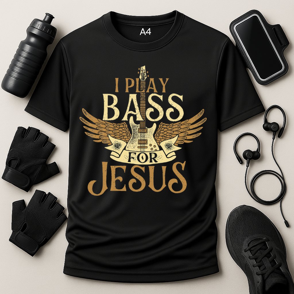 Jesus Bassist Christian Bass Player Bass Guitar Cooling Performance Crew T-Shirt