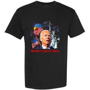 Joe Biden Confused Patriotic Merry Christmas For 4th Of July Garment-Dyed Heavyweight T-Shirt