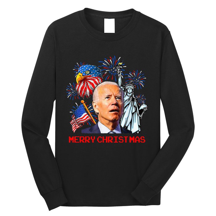 Joe Biden Confused Patriotic Merry Christmas For 4th Of July Long Sleeve Shirt