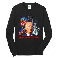 Joe Biden Confused Patriotic Merry Christmas For 4th Of July Tall Long Sleeve T-Shirt