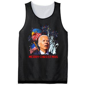 Joe Biden Confused Patriotic Merry Christmas For 4th Of July Mesh Reversible Basketball Jersey Tank