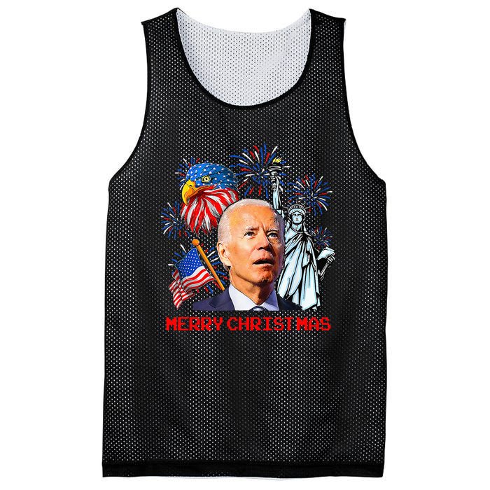 Joe Biden Confused Patriotic Merry Christmas For 4th Of July Mesh Reversible Basketball Jersey Tank