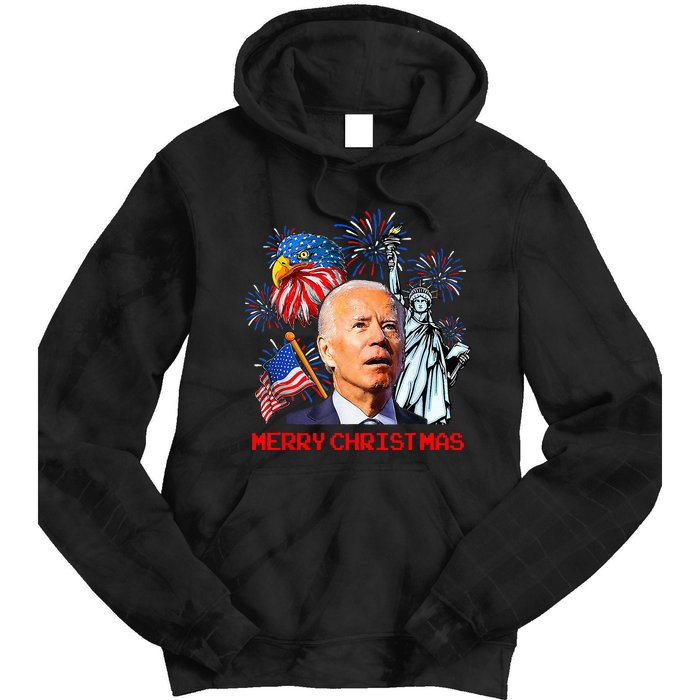 Joe Biden Confused Patriotic Merry Christmas For 4th Of July Tie Dye Hoodie