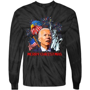 Joe Biden Confused Patriotic Merry Christmas For 4th Of July Tie-Dye Long Sleeve Shirt