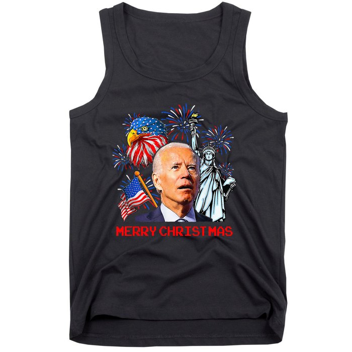 Joe Biden Confused Patriotic Merry Christmas For 4th Of July Tank Top