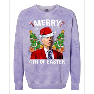 Joe Biden Christmas Santa Hat Merry 4th Of Easter Ugly Christmas Sweater Colorblast Crewneck Sweatshirt