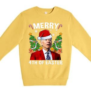 Joe Biden Christmas Santa Hat Merry 4th Of Easter Ugly Christmas Sweater Premium Crewneck Sweatshirt