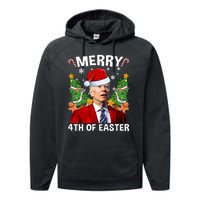 Joe Biden Christmas Santa Hat Merry 4th Of Easter Ugly Christmas Sweater Performance Fleece Hoodie