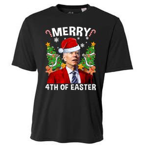 Joe Biden Christmas Santa Hat Merry 4th Of Easter Ugly Christmas Sweater Cooling Performance Crew T-Shirt