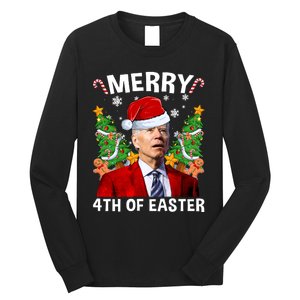 Joe Biden Christmas Santa Hat Merry 4th Of Easter Ugly Christmas Sweater Long Sleeve Shirt