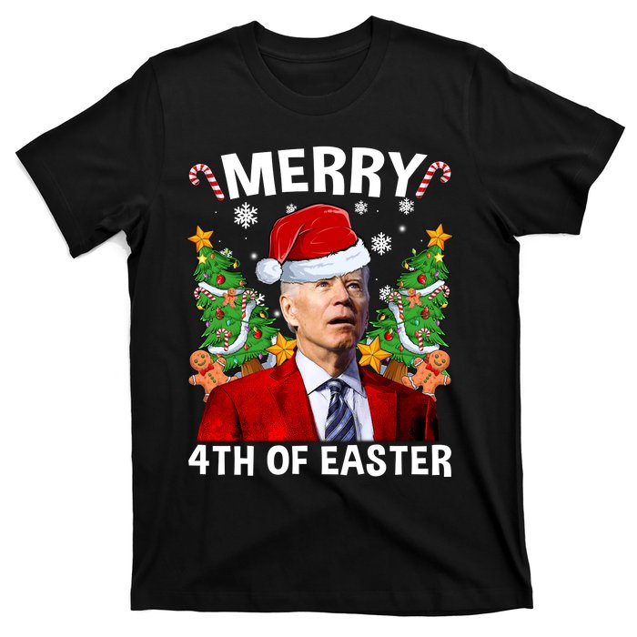 Joe Biden Christmas Santa Hat Merry 4th Of Easter Ugly Christmas Sweater T-Shirt