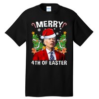 Joe Biden Christmas Santa Hat Merry 4th Of Easter Ugly Christmas Sweater Tall T-Shirt