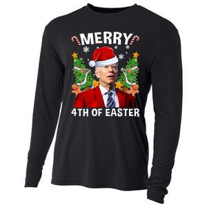 Joe Biden Christmas Santa Hat Merry 4th Of Easter Ugly Christmas Sweater Cooling Performance Long Sleeve Crew