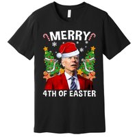 Joe Biden Christmas Santa Hat Merry 4th Of Easter Ugly Christmas Sweater Premium T-Shirt